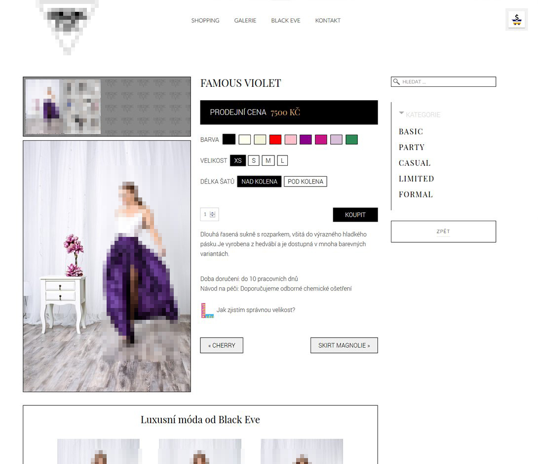 strona internetowa ze sklepem mody na sprzedaż